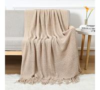 LumiSyne Couverture Tricotée à Franges Respirante Style Nordique - Doux Jeté De Lit et Canapé - Plaid Décoratif pour Fauteuil