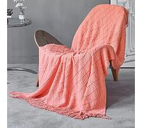 LumiSyne Couverture Tricotée Franges Jetés De Lit Couleur Solide Plaids Nordique Chaud Jeté Tapis à La Mode Doux Couverture Jeté De Canapé Couvre-Lit Décorative 130x170cm