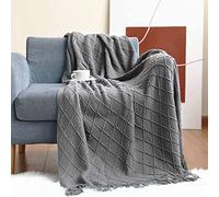 LumiSyne Couverture Tricotée Franges Jetés De Lit Couleur Solide Plaids Nordique Chaud Jeté Tapis à La Mode Doux Couverture Jeté De Canapé Couvre-Lit Décorative 130x230cm