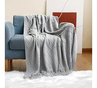 LumiSyne Couverture Tricotée Franges Jetés De Lit Couleur Solide Plaids Nordique Chaud Jeté Tapis à La Mode Doux Couverture Jeté De Canapé Couvre-Lit Décorative 130x230cm