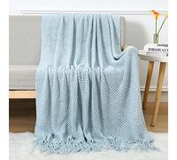 LumiSyne Couverture Tricotée Franges Respirante Couverture Cellulaire Style Nordique Doux Douillette Jeté De Lit Jeté De Canapé Plaid Couverture De Décoratifs pour Fauteuil