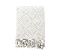 LumiSyne Couverture Tricotée Gland Couleur Solide Jacquard Motif Losange Nordique Chaud Jeté Tapis à La Mode Doux Couverture Jeté De Canapé Couvre-Lit Décorative Jetés De Lit 130 * 230cm