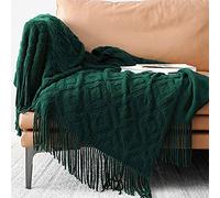 LumiSyne Couverture Tricotée Gland Couleur Solide Jacquard Motif Losange Nordique Chaud Jeté Tapis à La Mode Doux Couverture Jeté De Canapé Couvre-Lit Décorative Jetés De Lit 130×230cm