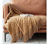 LumiSyne Couverture Tricotée Gland Couleur Solide Jacquard Motif Losange Nordique Chaud Jeté Tapis à La Mode Doux Couverture Jeté De Canapé Couvre-Lit Décorative Jetés De Lit 130 * 230cm