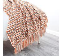 LumiSyne Couverture Tricotée Gland Jetés De Lit Couleur Pied-De-Poule Bohème Plaid Chaud Jeté Tapis à La Mode Doux Couverture Jeté De Canapé Couvre-Lit Décorative 130x170cm