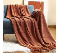 LumiSyne Couverture Tricotée Gland Jetés De Lit Couleur Solide Grille D'ananas Nordique Chaud Jeté Tapis à La Mode Doux Couverture Jeté De Canapé Couvre-Lit Décorative 130×230cm