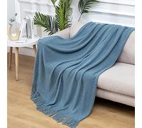 LumiSyne Couverture Tricotée Gland Jetés De Lit Couleur Solide Grille D'ananas Nordique Chaud Jeté Tapis à La Mode Doux Couverture Jeté De Canapé Couvre-Lit Décorative 130×230cm