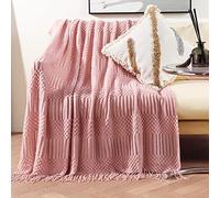 LumiSyne Couverture Tricotée Gland Jetés De Lit Couleur Solide Motif à Bulles Nordique Chaud Jeté Tapis à La Mode Doux Couverture Jeté De Canapé Couvre-Lit Décorative 130x230cm