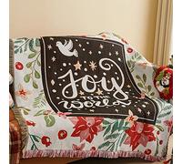 LumiSyne Couvertures De Noël Coton Tissé Jetés De Lit avec Gland Jacquard à Thème De Noël Tapisserie Chaud Jeté Décorative Jeté De Canapé Couvre-Lit Couverture De Camping Nappes Tapis 180x130cm