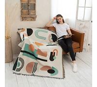 LumiSyne Double Face Couvertures Coton Tissé Jetés De Lit avec Gland Jungle Style Bohême Tapisserie Châle Décorative Jeté De Canapé Couvre-Lit Couverture De Camping Nappes Tapis 160x130cm