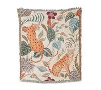 LumiSyne Double Face Couvertures Coton Tissé Jetés De Lit avec Gland Jungle Style Bohême Tapisserie Châle Décorative Jeté De Canapé Couvre-Lit Couverture De Camping Nappes Tapis 160x130cm