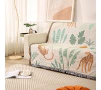 LumiSyne Double Face Couvertures Coton Tissé Jetés De Lit avec Gland Jungle Style Bohême Tapisserie Châle Décorative Jeté De Canapé Couvre-Lit Couverture De Camping Nappes Tapis 160x130cm