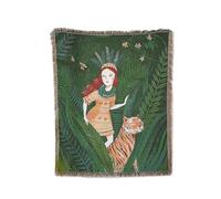 LumiSyne Double Face Couvertures Coton Tissé Jetés De Lit avec Gland Jungle Style Bohême Tapisserie Châle Décorative Jeté De Canapé Couvre-Lit Couverture De Camping Nappes Tapis 160x130cm