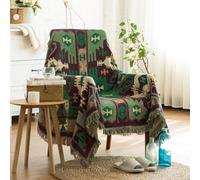 LumiSyne Double Face Couvertures Coton Tissé Jetés De Lit avec Gland Motif Géométrique Bohême Style Ethnique Vintage Décorative Jeté De Canapé Couvre-Lit Couverture De Camping Tapisserie Nappes Tapis