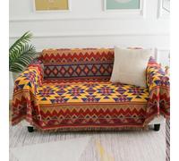 LumiSyne Double Face Couvertures Coton Tissé Jetés De Lit avec Gland Motif Géométrique Bohême Style Ethnique Vintage Décorative Jeté De Canapé Couvre-Lit Couverture De Camping Tapisserie Nappes Tapis