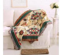 LumiSyne Double Face Couvertures Coton Tissé Jetés De Lit avec Gland Motif Géométrique Bohême Style Ethnique Vintage Décorative Jeté De Canapé Couvre-Lit Couverture De Camping Tapisserie Nappes Tapis