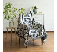 LumiSyne Double Face Couvertures Coton Tissé Jetés De Lit avec Gland Motif Géométrique Bohême Style Ethnique Vintage Décorative Jeté De Canapé Couvre-Lit Couverture De Camping Tapisserie Nappes Tapis