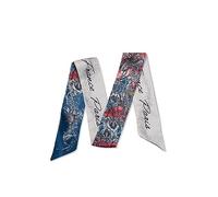 LumiSyne Écharpe en Soie Étroite Imprimée Fleur - Foulard en Satin pour Femmes et Filles - Longue - Style Artistique Romantique - Bandeau au Poignet ou Poignée