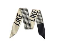 LumiSyne Écharpe en Soie Étroite Imprimée Fleur - Foulard en Satin pour Femmes et Filles - Longue - Style Artistique Romantique - Bandeau au Poignet