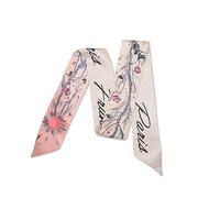 LumiSyne Écharpe en Soie Étroite Imprimée Fleur - Foulard en Satin pour Femmes et Filles - Longue - Style Artistique Romantique - Cravate, Bandeau, Poignet, Ruban