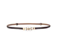 LumiSyne Femme Ceinture En Cuir Fine Couleur Unie Décoration En Perles Métal Boucle Interlock Réglable Sangle De Taille Ceinture Mince Ceinture Décorative Pour Robe Jeans Pantalon Chandail Manteau