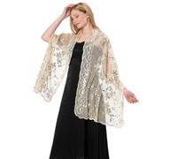 LumiSyne Femme Châles Et Écharpes à Paillettes Pour Robe De Soirée Scintillant Broderie à Paillettes Tulle En Dentelle Léger Foulard Elégante Etole Pour Mariée Demoiselles d'Honneur Cérémonies Fêtes