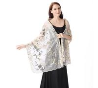 LumiSyne Femme Châles Et Écharpes à Paillettes Pour Robe De Soirée Scintillant Broderie à Paillettes Tulle En Dentelle Léger Foulard Elégante Etole Pour Mariée Demoiselles d'Honneur Cérémonies Fêtes