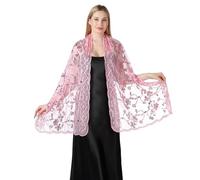 LumiSyne Femme Châles Et Écharpes à Paillettes Pour Robe De Soirée Scintillant Broderie à Paillettes Tulle En Dentelle Léger Foulard Elégante Etole Pour Mariée Demoiselles d'Honneur Cérémonies Fêtes