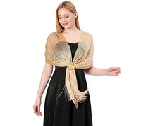 LumiSyne Femme Châles Et Écharpes Métalliques Scintillants Avec Boucle Étincelants Couleur Unie Glands Foulard Longue Léger Elégante Etole Pour Robe De Soirée Cérémonies Parties Fêtes Mariage Mariée