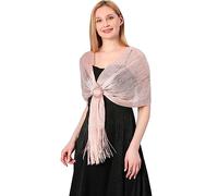 LumiSyne Femme Châles Et Écharpes Métalliques Scintillants Avec Boucle Étincelants Couleur Unie Glands Foulard Longue Léger Elégante Etole Pour Robe De Soirée Cérémonies Parties Fêtes Mariage Mariée