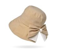 LumiSyne Femme Chapeau De Soleil à Bord Large Anti UV Couleur Unie avec Nœud Respirant Ajustable Chapeau De Pêche avec Jugulaire Bob Été pour Plage Voyage Voyage
