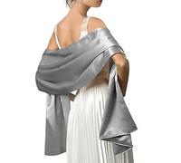 LumiSyne Femme Etole Châle Wrap En Satin Soyeux Unicolore Mousseline Belle Écharpe Pour Demoiselles Mariée Mariage Soirée Cérémonies Fêtes