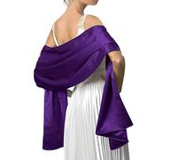 LumiSyne Femme Etole Châle Wrap En Satin Soyeux Unicolore Mousseline Belle Écharpe Pour Demoiselles Mariée Mariage Soirée Cérémonies Fêtes