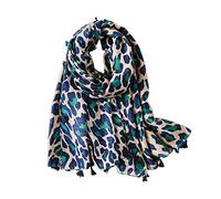 LumiSyne Femme Foulard Chic Léopard Imprimé Animal Mode Classique Echarpe En Coton Lin Avec Gland Long Chaude Etole Châle De Plage Toutes Les Saisons