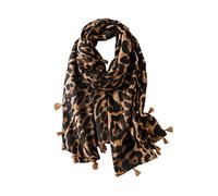LumiSyne Femme Foulard Chic Léopard Imprimé Animal Mode Classique Echarpe En Coton Lin Avec Gland Long Chaude Etole Châle De Plage Toutes Les Saisons