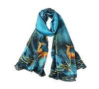 LumiSyne Femme Foulard En Soie Imprimé Animal Paon Cheval Peinture Longue Léger Écharpe Chaude Châle De Protection Solaire Toutes Les Saisons