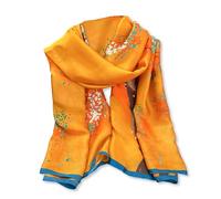 LumiSyne Femme Foulard En Soie Imprimé Peinture à l'Huile Fleur Motif Arbre Style Artistique Coloré Dames Echarpe Longue Grande Légère Chaude Châle Étole Hijab De Protection Solaire Sarong De Plage