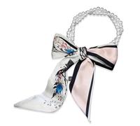 LumiSyne Foulard En Soie Collier Femme Filles Écharpe Maigre Longue Avec Collier De Perles Imprimé Fleurs Motif Lettre Rayures Style Élégant Simple Décoratif Cravate Foulard Cheveux Bandeau Au Poignet