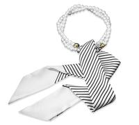 LumiSyne Foulard En Soie Collier Femme Filles Écharpe Maigre Longue Avec Collier De Perles Imprimé Fleurs Motif Lettre Rayures Style Élégant Simple Décoratif Cravate Foulard Cheveux Bandeau Au Poignet