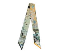 LumiSyne Foulard En Soie Étroit Femme Filles Écharpe Maigre Imprimé Jungle Feuille Motif Cheval Rétro Légers Satin Cravate Foulard Cheveux Bandeau Au Poignet Poignée Ruban