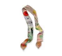 LumiSyne Foulard En Soie Étroit Femme Filles Écharpe Maigre Longue Imprimé Peinture à l'Huile Artistique Style Nature Frais Légers Satin Fichu Cravate Foulard Cheveux Bandeau Au Poignet Poignée Ruban