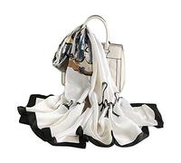 LumiSyne Foulard En Soie Femme Écharpe Imprimée Mode Motif à Pois Grand Châle Carré Châle De Protection Solaire Foulards De Tête Etoles Toute La Saison