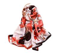 LumiSyne Foulard En Soie Femme Écharpe Imprimée Vintage Style Élégant De Mode Grand Châle Carré Châle De Protection Solaire Foulards De Tête Etoles Toute La Saison