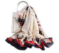 LumiSyne Foulard En Soie Femme Écharpe Imprimée Vintage Style Élégant De Mode Grand Châle Carré Châle De Protection Solaire Foulards De Tête Etoles Toute La Saison