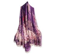 LumiSyne Foulard En Soie Femme Élégant Romantique Imprimé Fleur Feuille Longue Grand Écharpe Légère Chaude Étole Hijab Châle De Protection Solaire Toutes Les Saisons