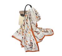 LumiSyne Foulard En Soie Femme Imprimé à Rayures Chaîne Motif Paisley Style Luxe Rétro Léger Echarpe Longue Grande Chaude Fichu Étole Châle De Protection Solaire Toutes Les Saisons