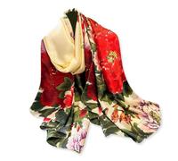 LumiSyne Foulard En Soie Femme Imprimé Fleur Colorée Motif Peinture à l'Huile Artistique Foulard En Satin Longue Châle De Protection Solaire Écharpe Étole Légère Chaude Toutes Les Saisons