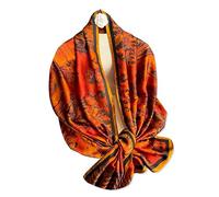 LumiSyne Foulard En Soie Femme Imprimé Fleur Colorée Motif Peinture à l'Huile Artistique Foulard En Satin Longue Châle De Protection Solaire Écharpe Étole Légère Chaude Toutes Les Saisons