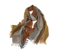 LumiSyne Foulard Femme Homme Echarpe En Coton Lin Avec Gland Bloc De Couleurs Motif à Carreaux Rayé Style Ethnique Vintage Echarpe Longue Grande Légère Respirante Châle Étole Hijab Protection Solaire