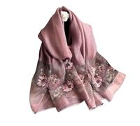 LumiSyne Foulard Soie De Mûrier Écharpe En Mousseline De Soie Femme Délicate Broderie Lotus Tulle Transparent Léger Doux Écharpe Longue Châle De Protection Solaire Étole De Mariage Printemps Automne